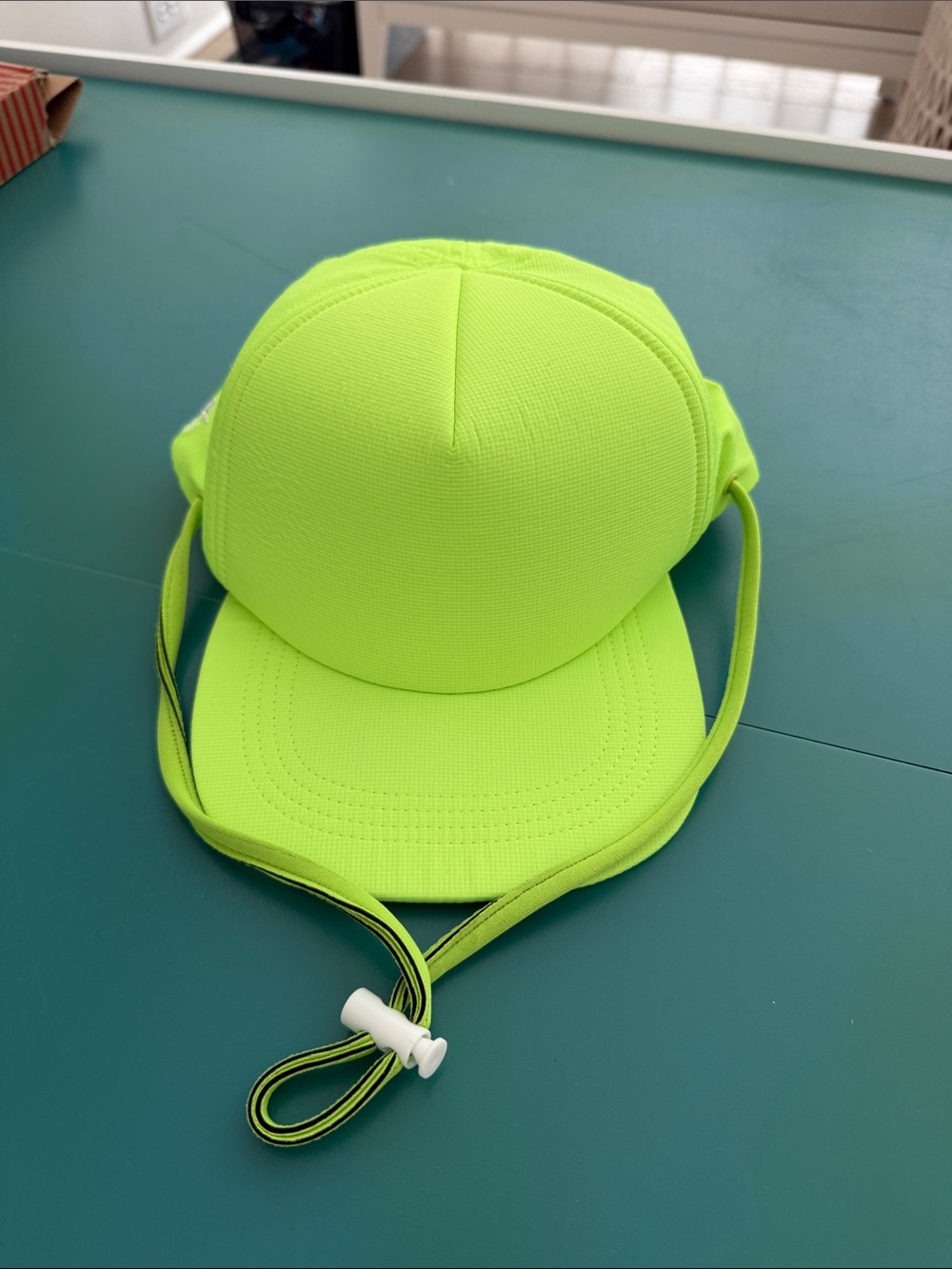 Kids High-Visibility Lime Sun Hat with Adjustable Chin Strap